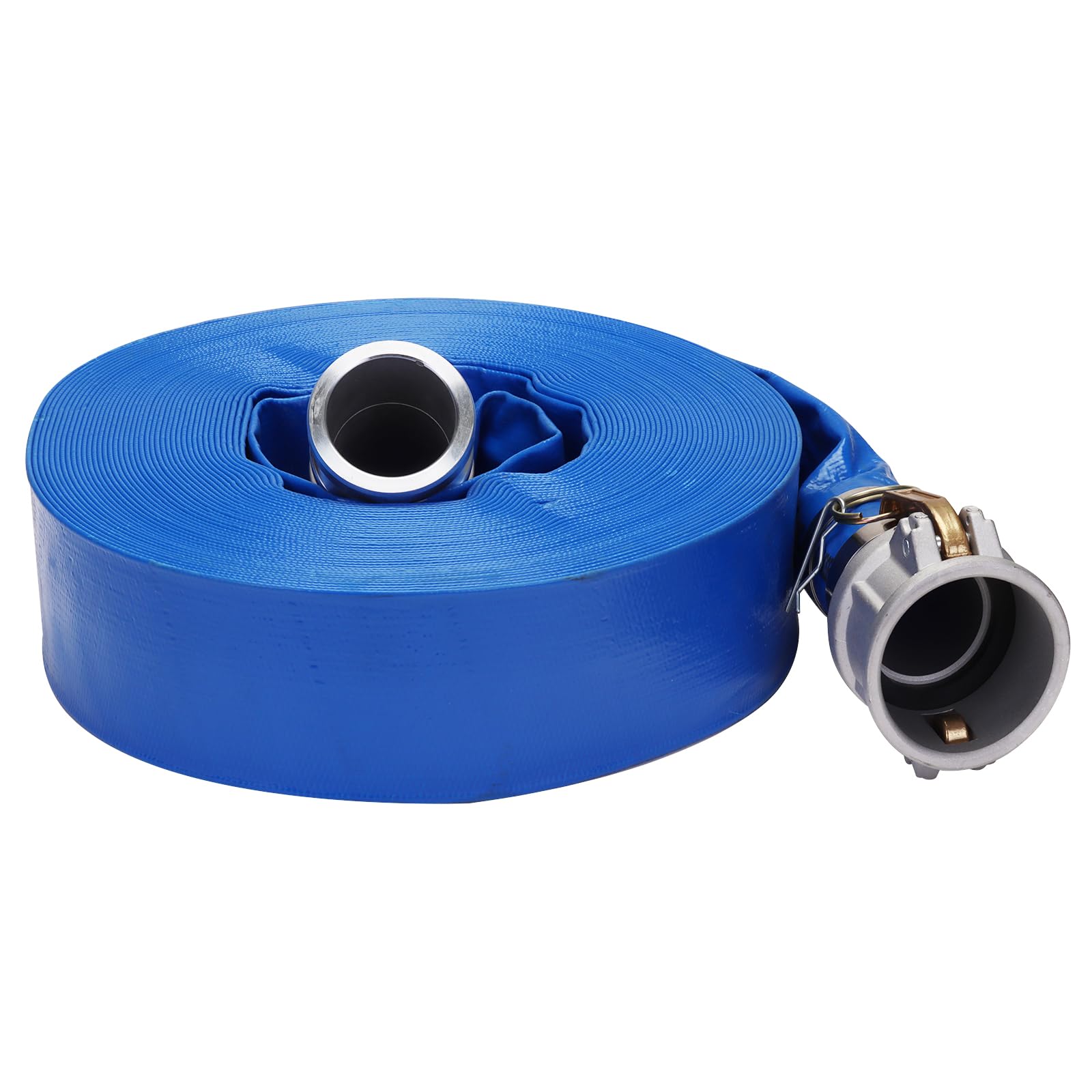 thumbnail image 2 of IMeshbean 1.5 Inch X 65 Ft Lay Flat Water Discharge Hose - PVC Backwash Pool Drain Hose With 4 Clamps 2 of 5
