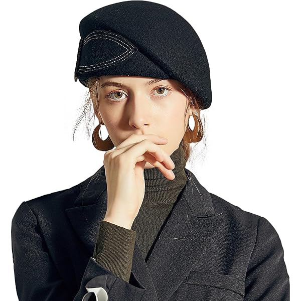 2113 Black Church Hats With Bowknot For Women Lady Elegant Wool Felt Berets Suwequest Beret Black Hats For Women With Veil Bowknot Wool  main image 4