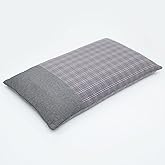 EDMILE Buckwheat Hull Neck Pillow, Adjustable Height Firmness, Cervical Support Cool Sleep, Washable Cover, 23x13 Inch Grey