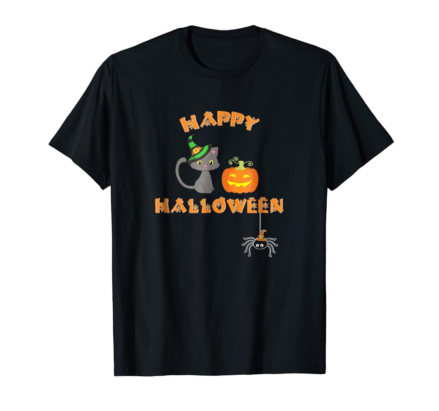 Halloween Cat Shirt Happy Pumpkin Cat Spider Tshirt Cute-Rose