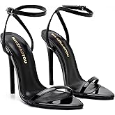 HAOZHAOTOU Womens Strappy Lace Up Heels Sexy Stiletto High Heeled Open Toe Strap Summer Dress Shoes