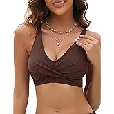 Zuvebamyo Women's Twist Front Bikini Top Padded Push up Swimsuit Top Lace Up Bathing Suit Tops