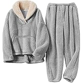 Kissonic Women's Fluffy Pajama Set Fleece Pullover Pants Fuzzy Lounge Set Cozy Winter Pj Sleepwear with Pockets