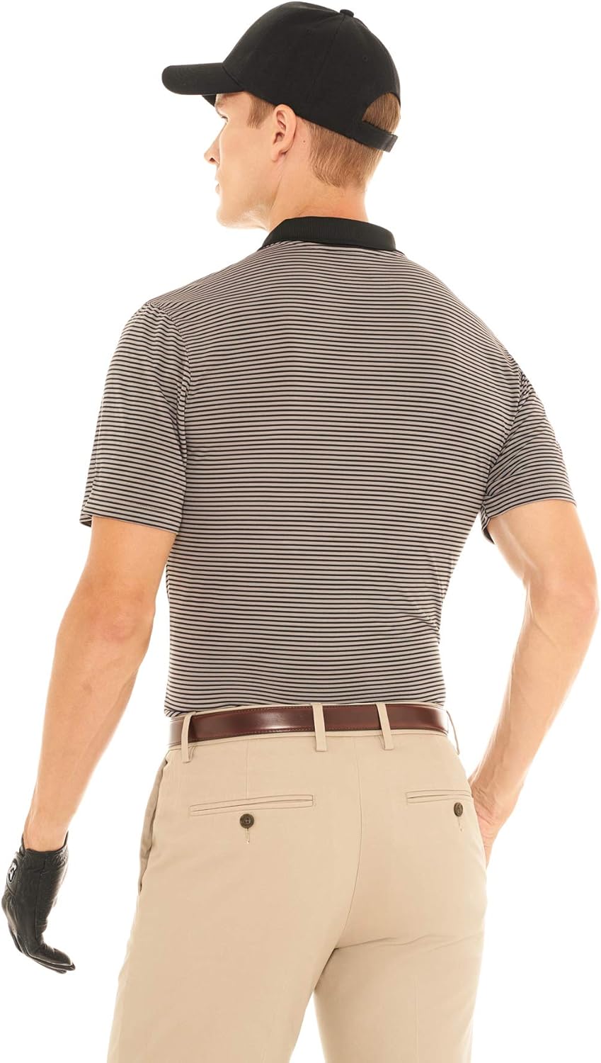 Dry Fit Golf Shirts for Men - Short Sleeve Mens Stripe Polo Shirt: Clothing