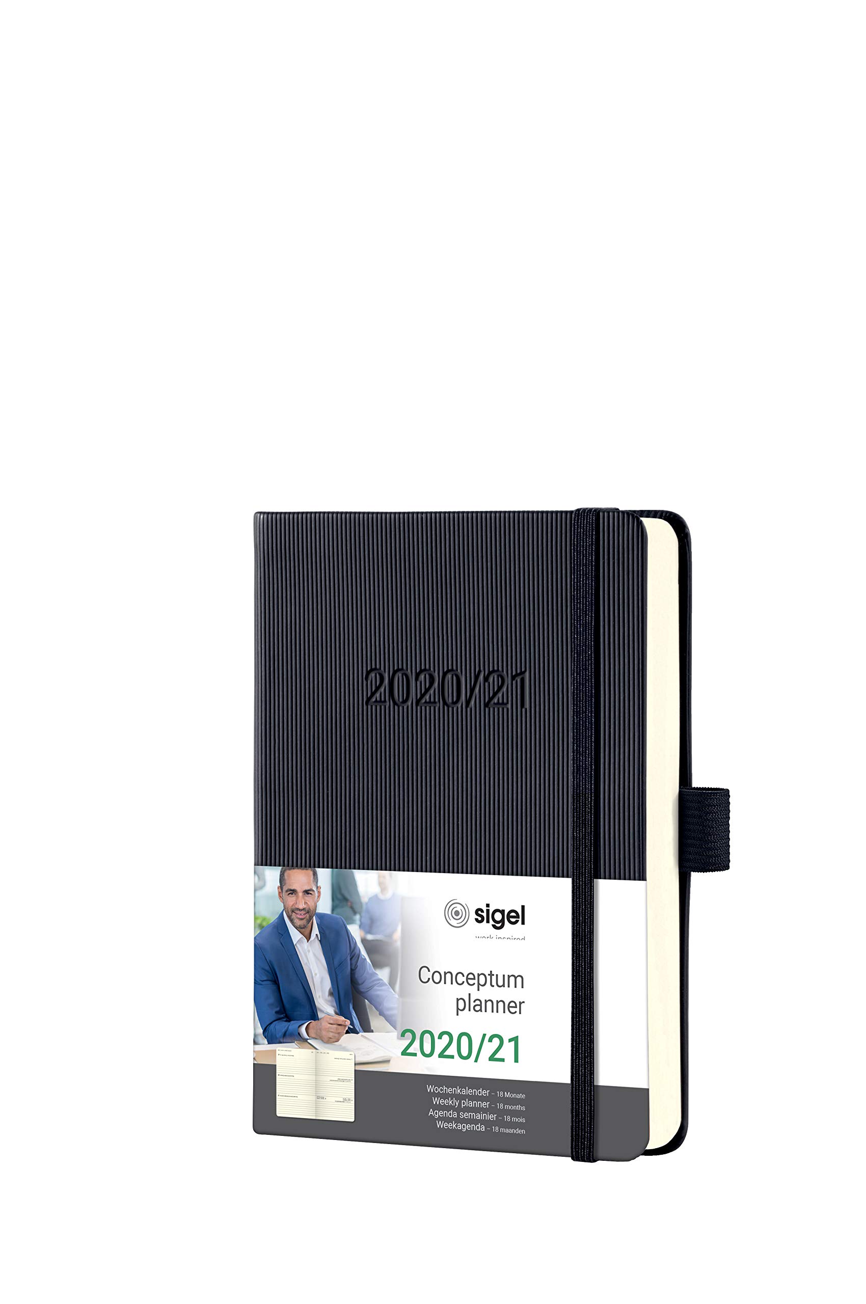 SIGEL C2102 Academic Calendar 2017-2020, 18 Months, Approx. A6, hardcover, Black - Conceptum โ image 1