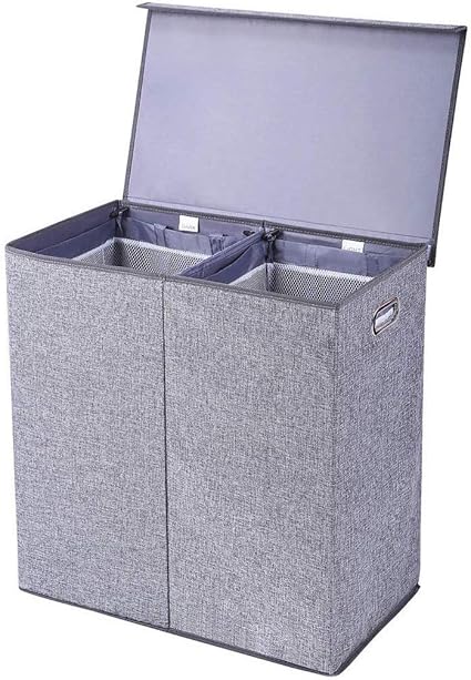 DYHQQ Cesto/clasificador de Ropa Doble con Forros extraíbles y Tapa