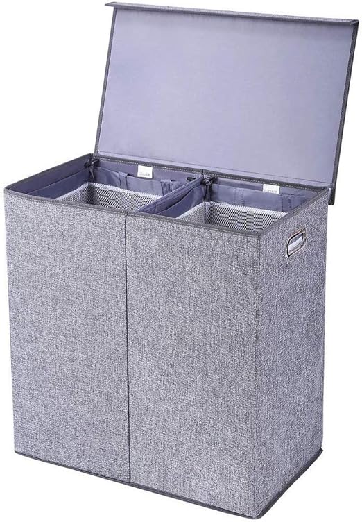 DYHQQ Cesto/clasificador de Ropa Doble con Forros extraíbles y Tapa