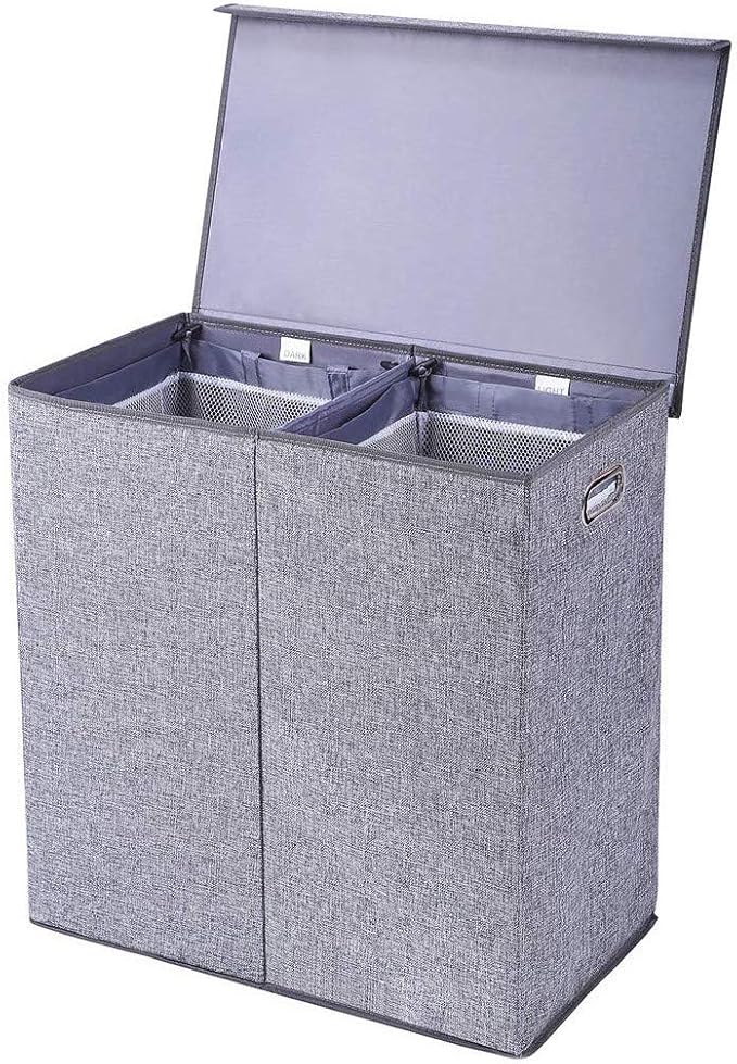 DYHQQ Cesto/clasificador de Ropa Doble con Forros extraíbles y Tapa