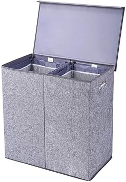 DYHQQ Cesto/clasificador de Ropa Doble con Forros extraíbles y Tapa