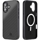 MONOCARBON Real 3K Carbon Fiber Case for iPhone 16, Military Grade 6.1 in Dropproof Hard Cover Compatible with MagSafe,Heavy Duty Case with Camera Protection & Wrapped Edge