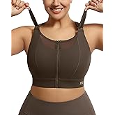 VFUS Adjustable High Impact Sports Bra Zip Front Sexy Mesh Racerback Workout No Bounce Compression Bras for Women Plus Size