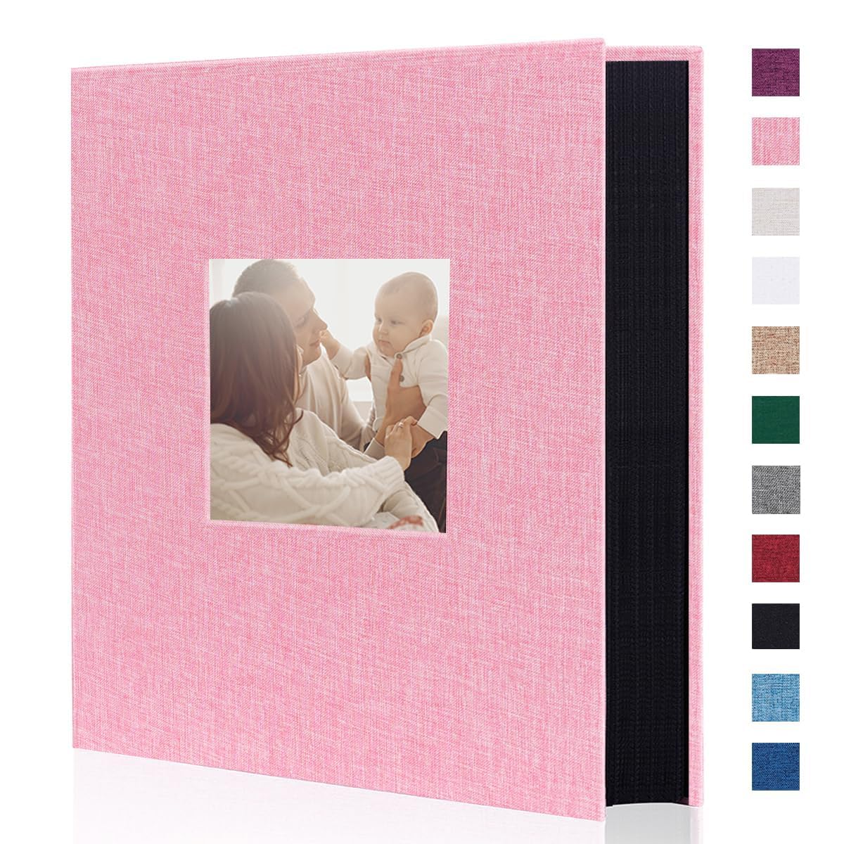 Miaikoe Photo Album 6x4 400 Pockets Slip in Large Capacity Album for Family Wedding Anniversary Linen Album Book Holds 400 Vertical 10x15cm Photos(400 Pockets, Pink)