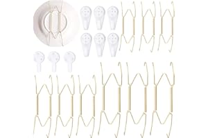 Glarks 18Pcs 6/8/10 Inch Invisible Plate Hangers with Wall Hooks Assortment Kit, Stainless Steel Spring Style Wire Plate Hang