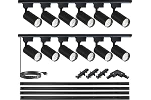 Yuemegou Super Brightness 25W 2000lm H Type LED Track Lighting Kit System with 13 FT Track Rails, Ceiling Spotlight Fixture with Installation Package, 4000K Natural Light Dimmable Brightness