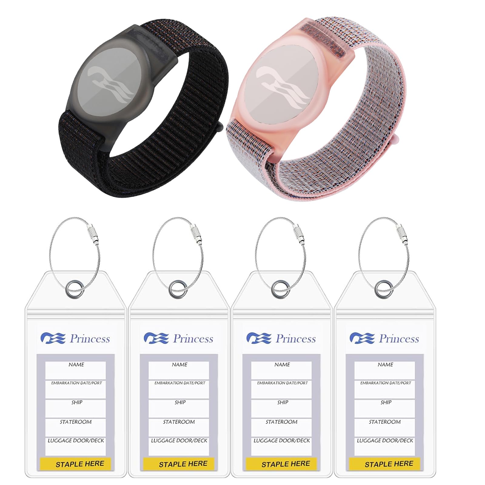 Photo 1 of 2 Packs Princess Cruise Medallion Holder Compatible for Princess Cruise Medallion?4 Pack Cruise Luggage Tag Holder for Princess Cruise Ships (Black-Pink)