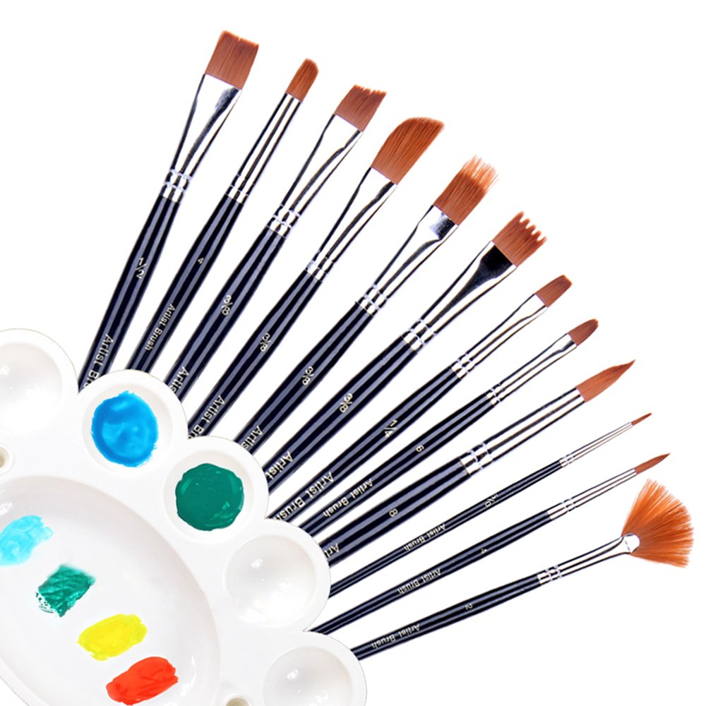 Ohuhu 12Pcs Nylon Hair Art Paint Brush Set For Watercolor Acrylics Oil Painti.. 21
