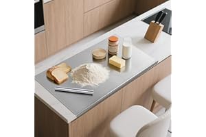 Stainless Steel Cutting Board with Lip 24 X 20 Inch Extra Large Stainless Steel Cutting Boards for Kitchen, Non-Slip Double-S