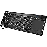VicTsing Ultra-Slim Mini Wireless Touchpad Keyboard, All-in-One Wireless Keyboard with Built-in Multi-Touch Trackpad for Smart TV HTPC PC Tablet Google Laptop Windows Android - Black