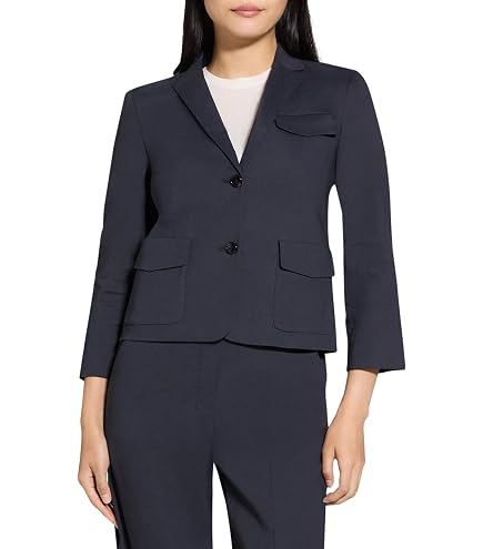 Theory Women's Crop Double Breasted Jacket, Black, 4 at Amazon