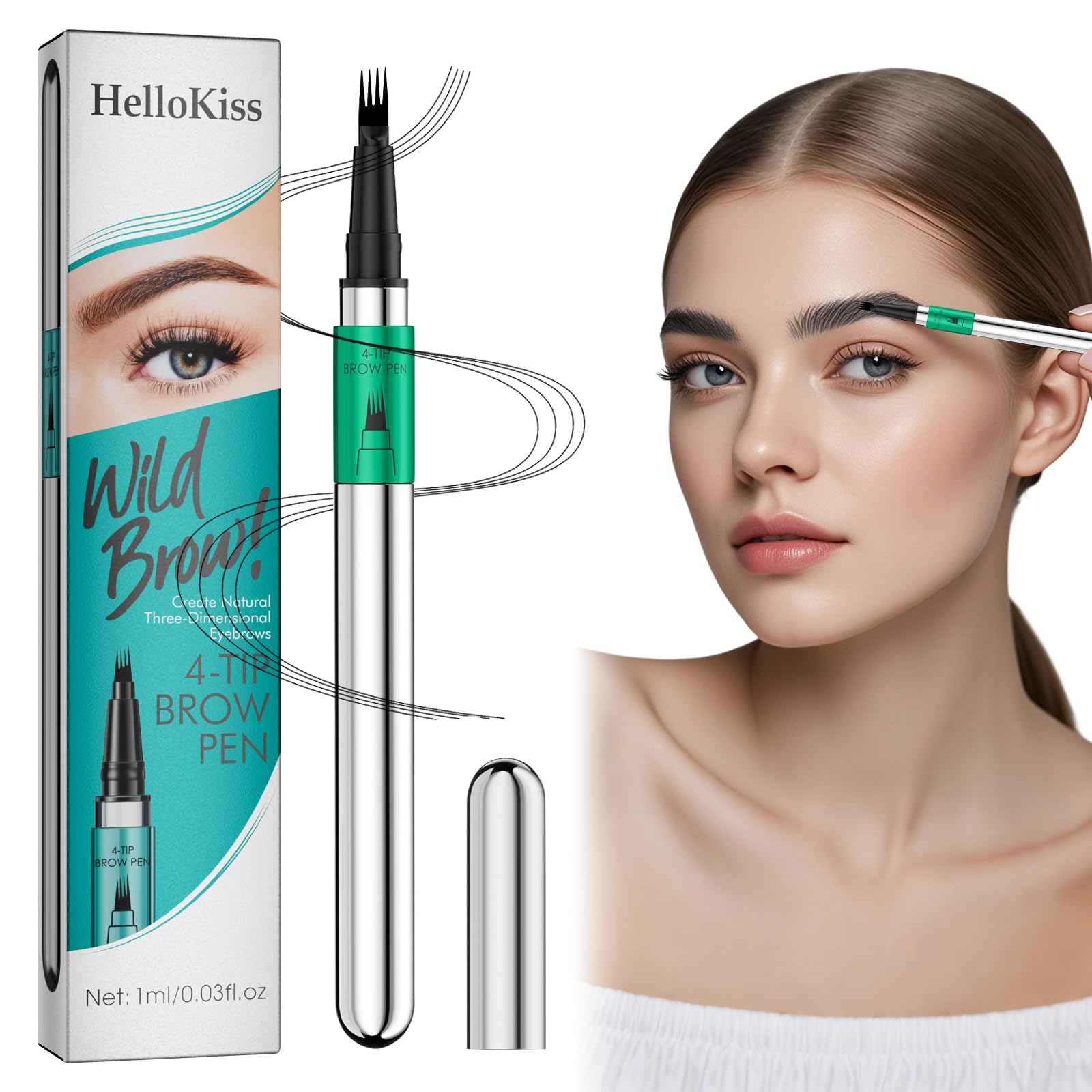 VivaNex 3D Waterproof Smudgeproof Eyebrow Pencil - Dark Brown, Creates Natural Looking Defined Eyebrows