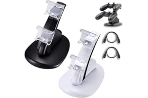 KABUDA 2 Pack PS4 Controller Charger, Playstation 4 / PS4 / PS4 Pro / PS4 Slim Controller Charging Dock Stand Stations with Dual Micro USB Fast Charging & LED Indicator (Black & White)