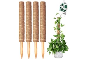 YAUNGEL Moss Pole, 4 Pcs 16 Inches Moss Pole Monstera Plant Support, Moss Pole for Plants, Plant Climbing Coco Coir Pole with 20M Twist Ties, Plant Stakes for Indoor Plants