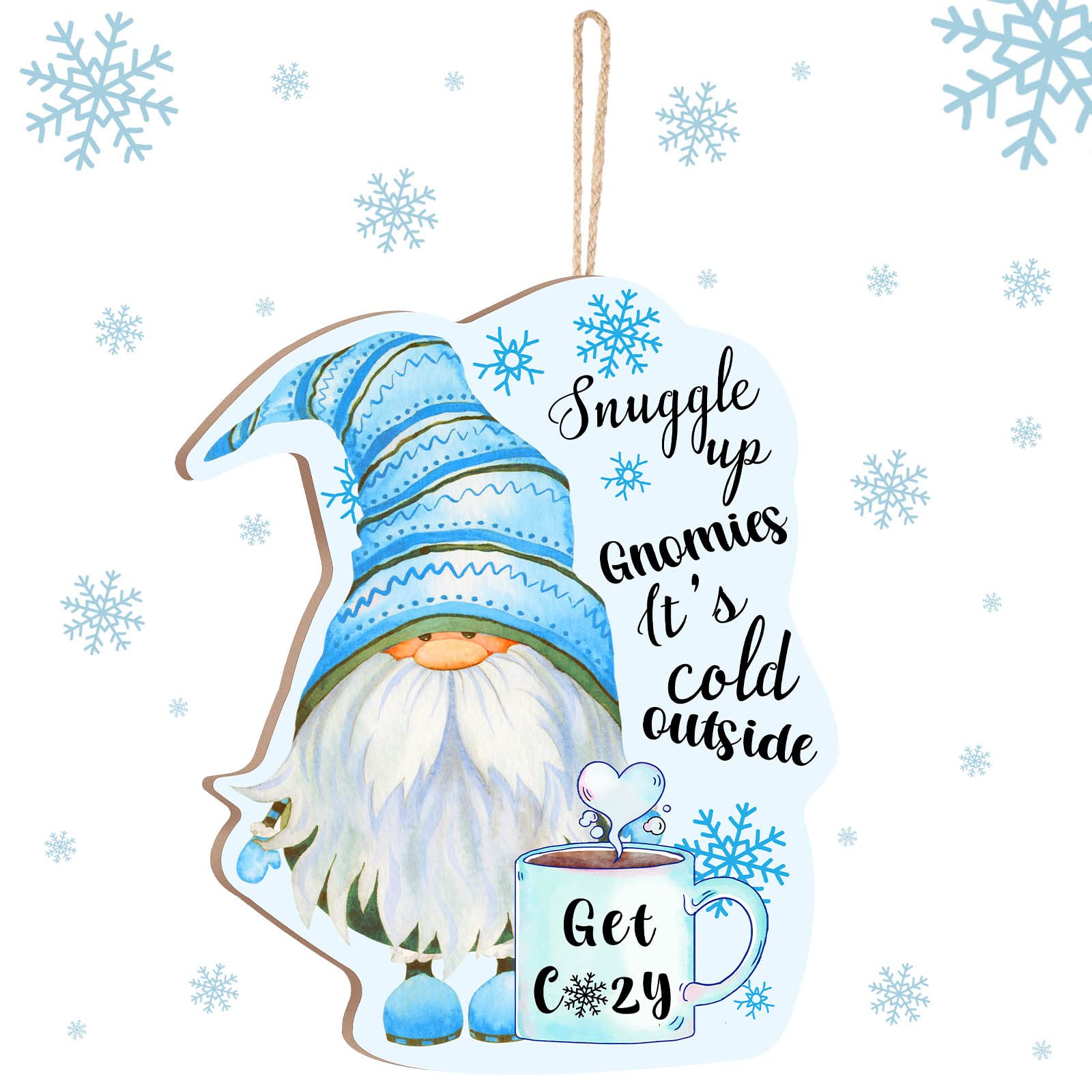 Photo 1 of +++4 PACK+++Perthlin Gnome Door Decor Winter Gnomes Door Sign Welcome Sign 10 x 13 Inches Gnome Hanging Plaque Decor Hanging for Holiday Winter Home Window Wall Indoor Outdoor(Cute)