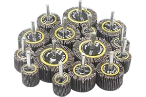 Fixtronic 15 Pcs Flap Wheels Sander, 1/4'' Shank Abrasive Flap Wheel Sanding Kits for Drill, Grinder, Rotary Tools (25/30/40/50/60mm)