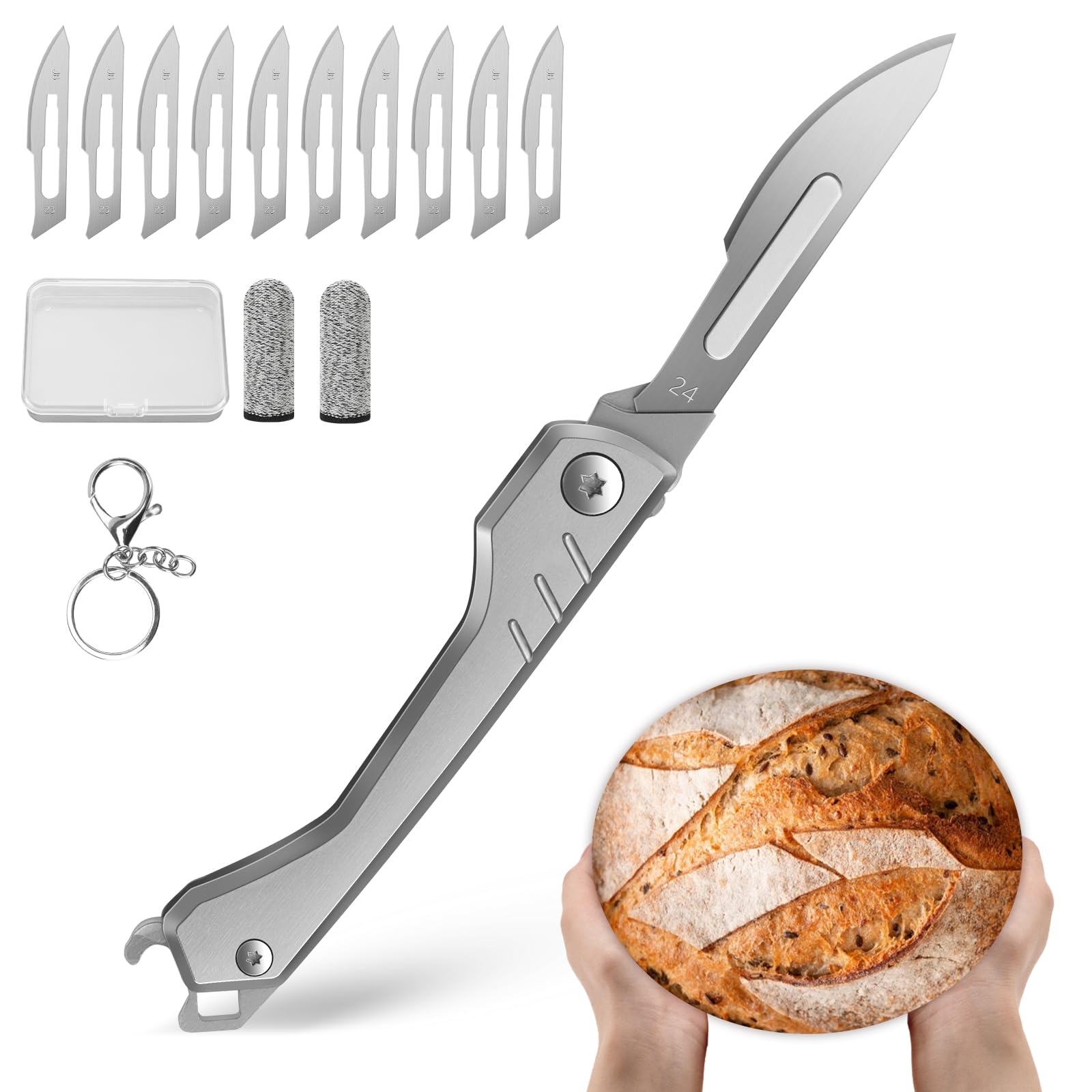 Photo 1 of ***No Handle***CRUIFU Bread Lame Dough Scoring Tool – Multi-Purpose Scoring Knife, Folding Bread Scorer Tool for Sourdough & Bread Baking with 10 Bread Razor Blades ?Grey?