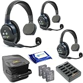 Eartec UL3S Ultralite HD Wireless Intercom Headset System, 3-Person Full Duplex, Single Ear, DECT Interference-Free, Up to 1000ft Range, Team Communication for Crews