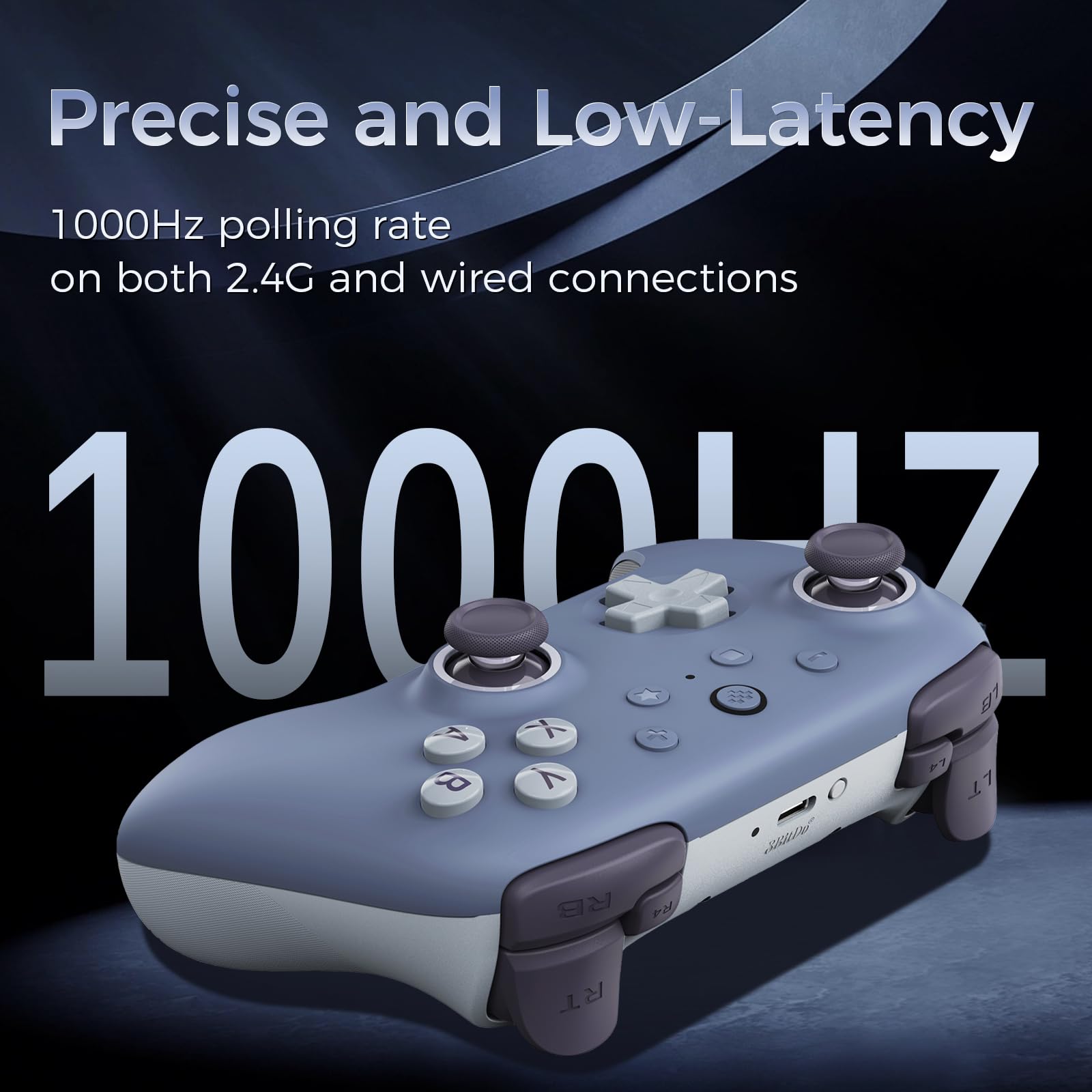 AKNES 8Bitdo Ultimate 2C Wireless 2.4G Controller for Windows PC and Android, Gamepad with Hall Effect Joysticks and Hall Triggers, 1000Hz Polling Rate, Remappable L4/R4 Bumpers - Blueberry