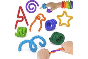Sensory Fidget Toys for Kids Adults,6PCS Flexible Fidget Sticks for Stress Anxiety Autistic ADHD, Calm Down Travel Airplane E