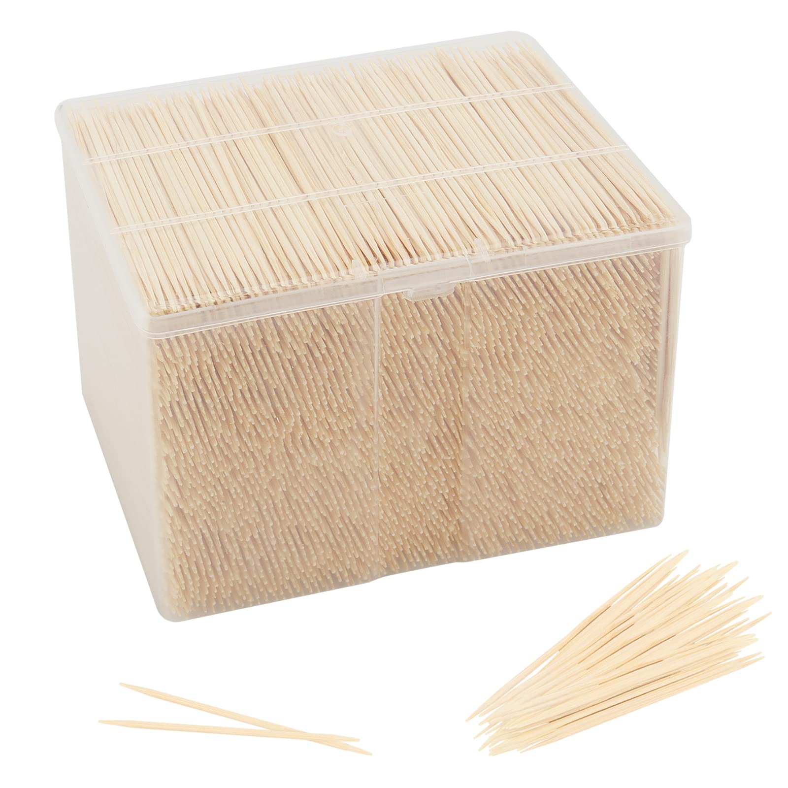 HAKZEON 3500 PCS Bamboo Toothpicks, Wooden Cocktail Sticks, Double Sided Fruit Cocktail Picks Portable Appetizer Sticks for Picking Sandwiches, Fruits Platter Accessory