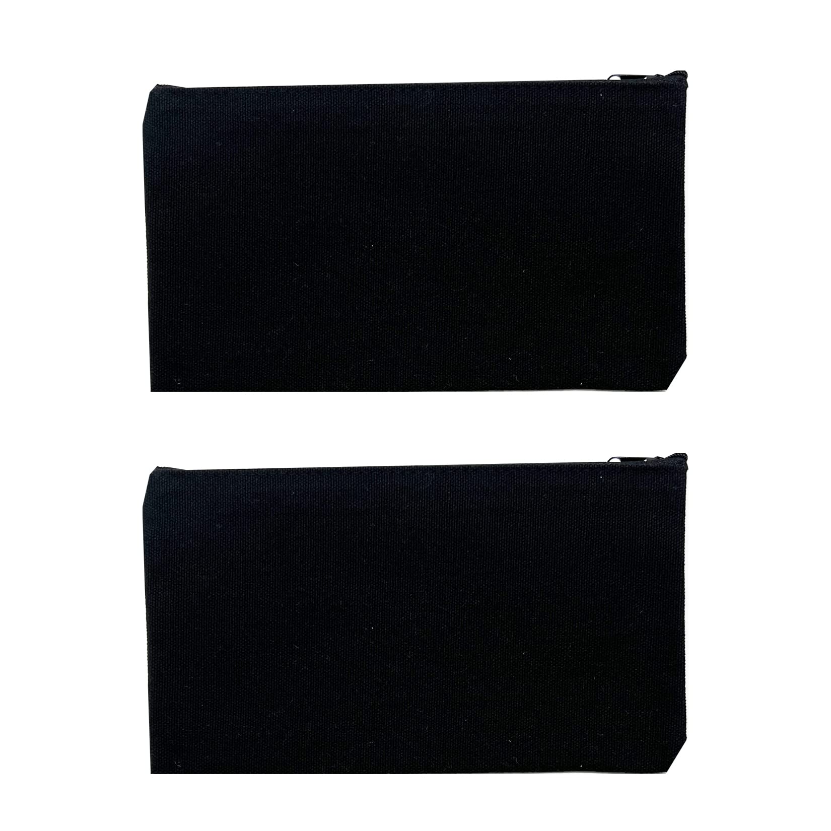 LuenHego 2PCS Pencil Cases Blank Canvas Zipper Pouch DIY Craft Pencil Case Makeup Pen Bag for School Stationary Supplies Makeup Cosmetics, Black