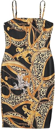 chain print bodycon dress