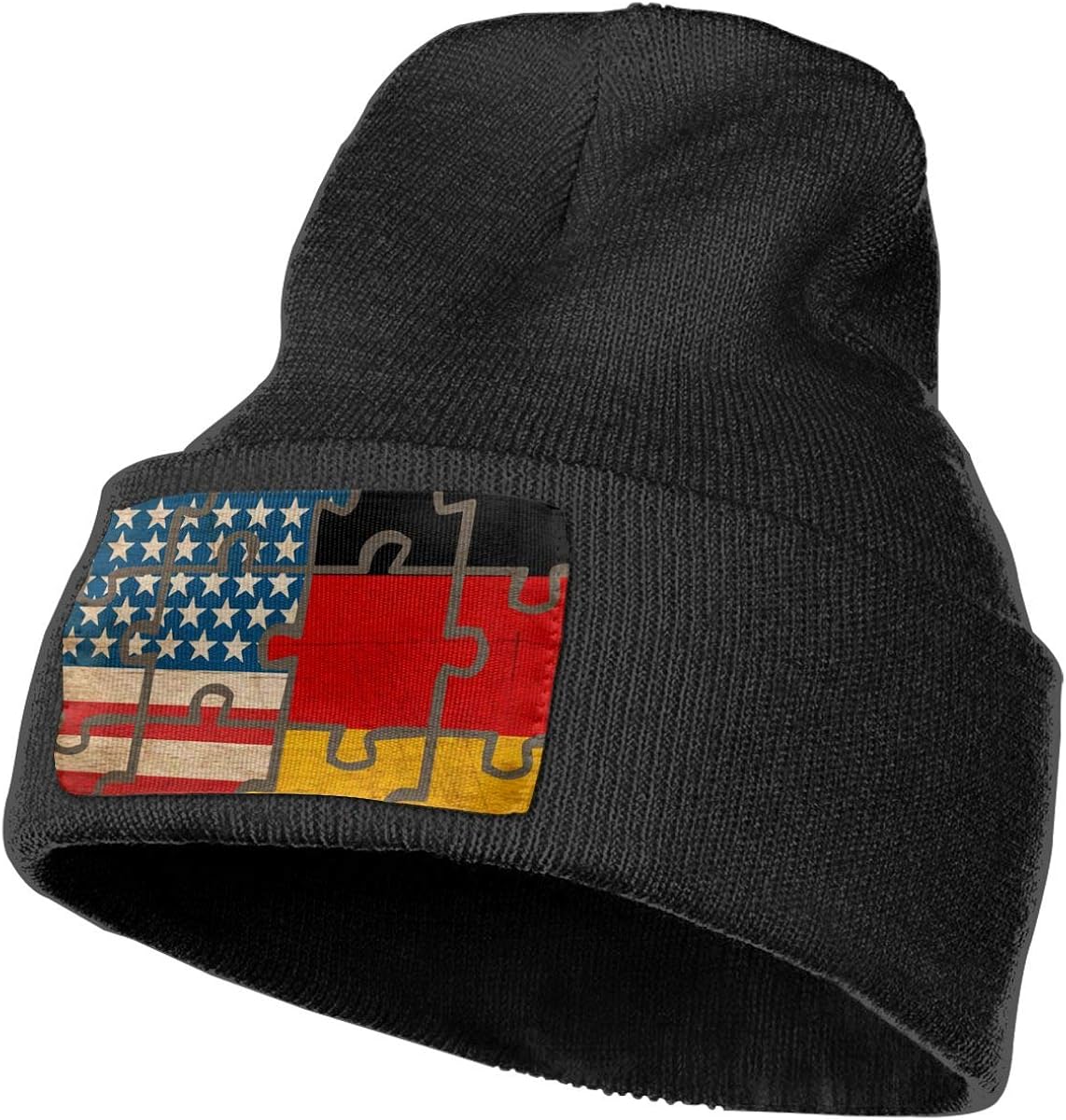 Vintage USA German Flag Puzzle Warm Slouchy Beanie Hat Knitted Beanie Skully for Men
