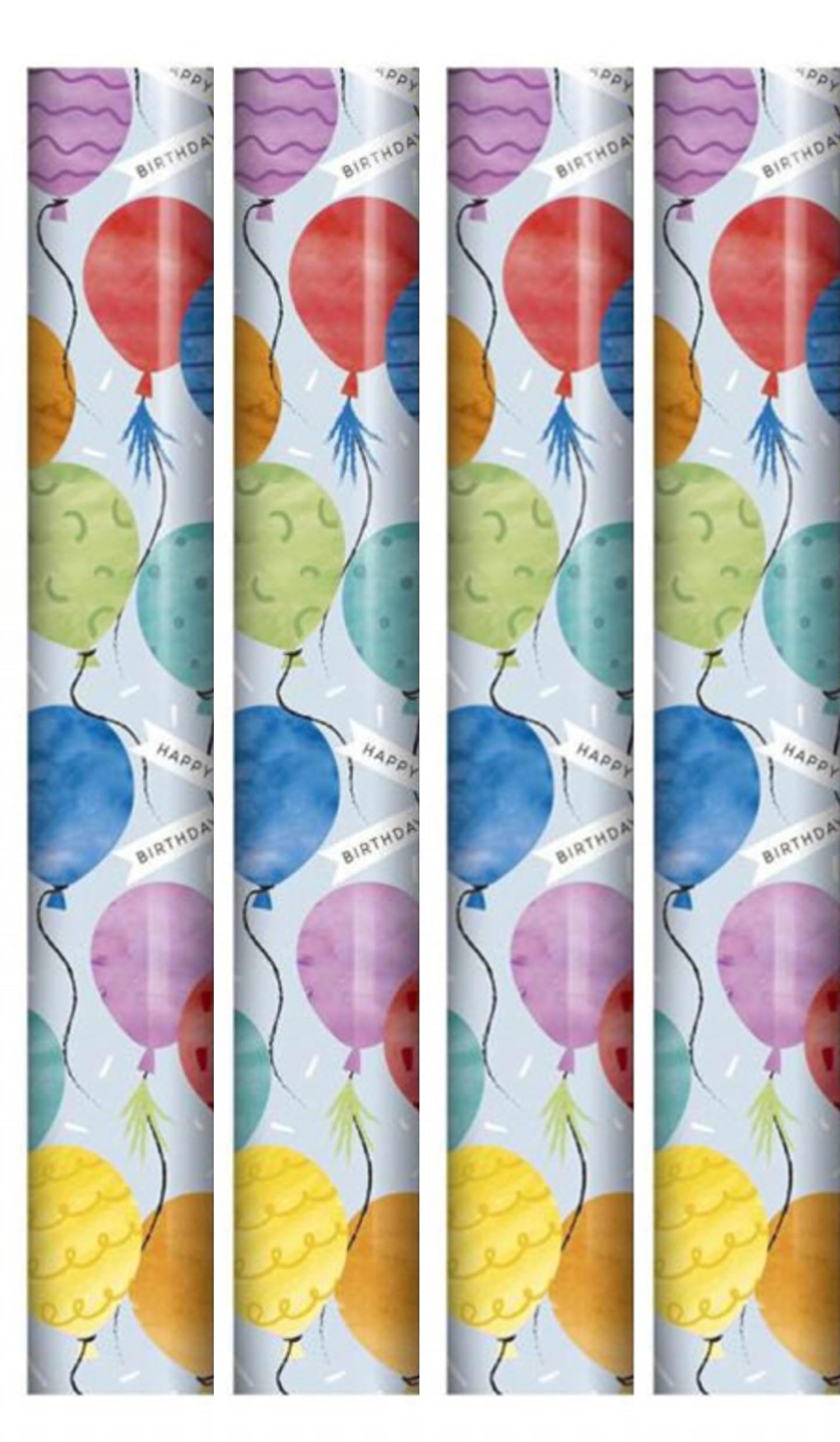 10m Birthday Gift Wrapping Paper 4x2.5m Multicoloured Balloons Happy Birthday