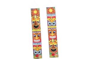 Toyvian 1 Pair Hawaiian Party Door Curtains Festival Couplet Decorations for Use for Celebrations Front