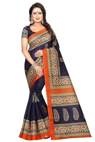 Navabi Export Womens Georgette Saree with Blouse Piece, Free Size (Nevy Blue, MS1827)