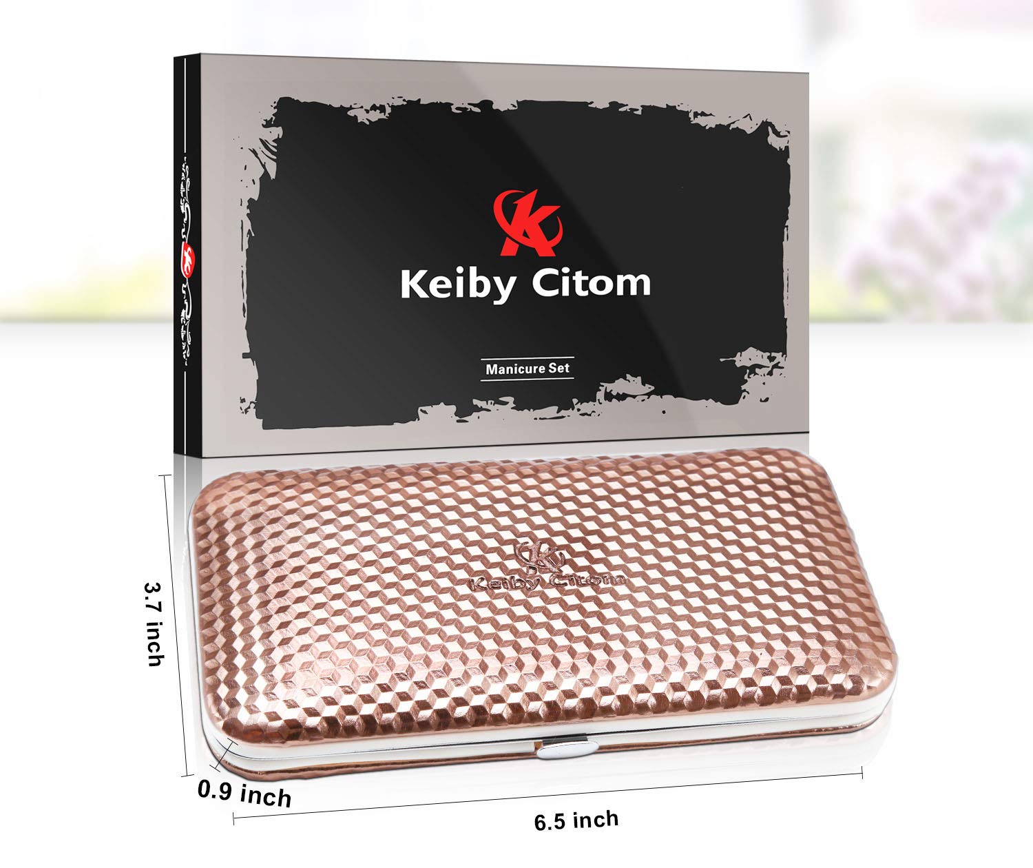 Keiby Citom Professional Stainless Steel Nail Clipper Travel & Grooming Kit Nail Tools Manicure & Pedicure Set of 12pcs with Luxurious Case (Rose Gold) : Beauty