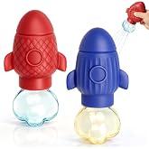 2 Pack Rocket Bath Toys for Kids Ages 1-3, Silicone Floating Squeezing Toys | Detachable Design, Textured Squirt Water Toys, Multi-Use Bathtub Pool Toys, Stocking Stuffers Gifts for Boys Girls
