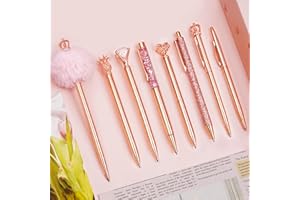 WEMATE 8Pcs Ballpoint Pens Set,Ballpoint Pen Bling for Women,Girly Pens,Black and Blue Ink Ball Point Pen Gifts for Wedding B