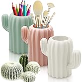 LeonBach 3 PCS Cactus Pen Holders for Desk, Cute Desk Organizer Accessories | Plastic Succulent Pencil Cups, Boho Decor for Home Office Classroom Desktop, Makeup Brush Holder, Toothbrush Holder