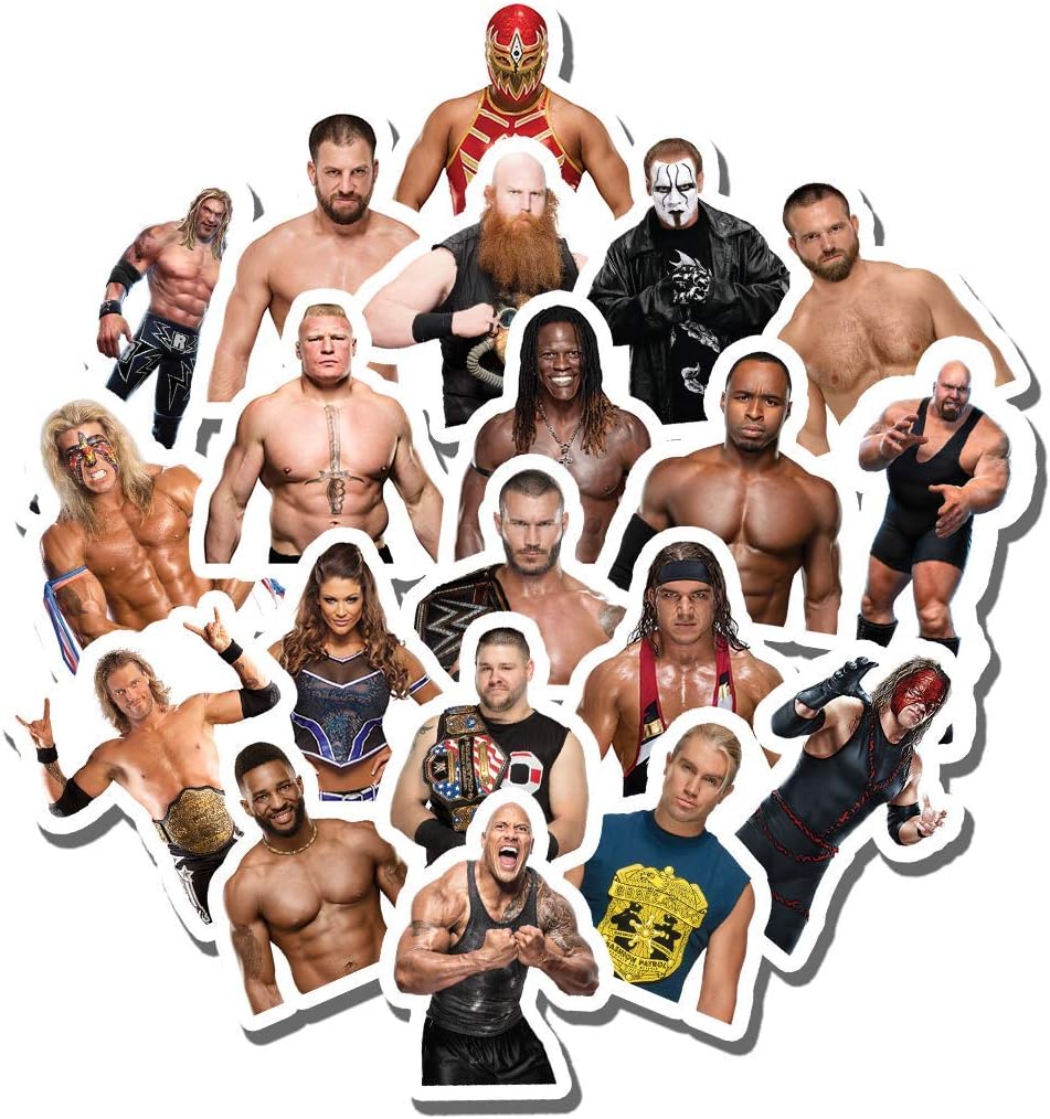 20 PCS Stickers Pack WWE Aesthetic Vinyl Colorful Waterproof for Water Bottle Laptop Scrapbooking Luggage Guitar Skateboard