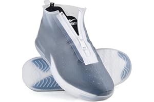 KUAIGUXI Waterproof Shoe Covers Slip-Resistant Overshoes Newly Upgraded and Latest Model for Men Women, Reusable Rain Boots for Outdoor, Cycling, Hiking, Work (Transparent, L (Women 8-10.5, Men 7-10))