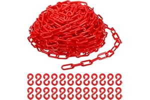 PATIKIL Plastic Chain Links, 100 Foot 2" Safety Barrier Chain Red for Crowd Control, Queue Line, Parking, Fence, Gate, Concert, Construction Site and Decoration