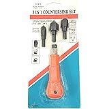 TOLF Countersink Screw Hole Tool - Manual 3-Pc. Countersink Drill Bit Set