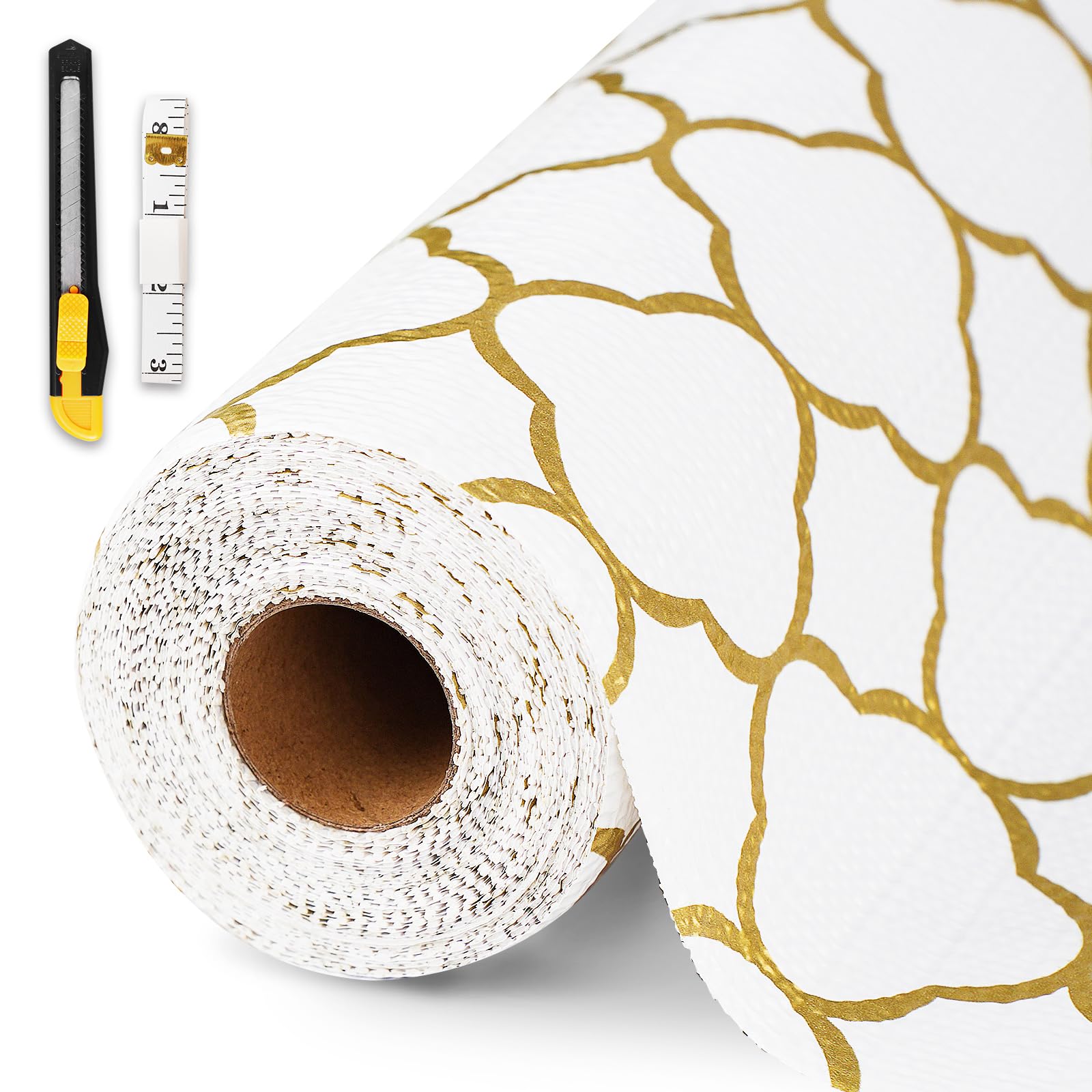 Drawer and Shelf Liner for Kitchen Cabinet,Non-Adhesive Cabinet Liner 24in x 10FT,Waterproof Shelf Paper Non-Slip Mats Cupboard Liner Contact Protect Dresser/Shelves/Table-Golden Lantern Image