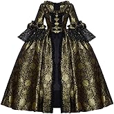 CosplayDiy Women's Queen Marie Antoinette Rococo Ball Gown Gothic Victorian Dress Costume Gold Black