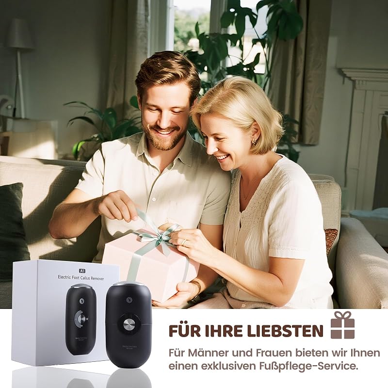 Hornhautentferner Elektrisch, Hornhaut Entfernen Fuß Elektrisch mit 2 Edelstahl-Schleifköpfen, Pediküre Set – zur Entfernung von Rissen, toter Haut & Hornhaut (Schwarz)